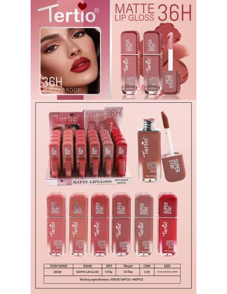 Tertio – Brillo Labial Mate de Larga Duración 36H 25045 Tertio – Brillo Labial Mate de Larga Duración 36H 25045