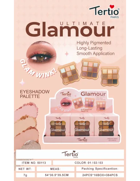Tertio Glamour – Palette de Fards à Paupières 9 Couleurs