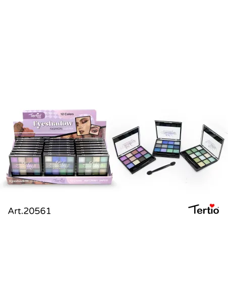 Tertio Eyeshadow Fashion Palette 12 Colores – Expositor 24 uds (Art.20561)