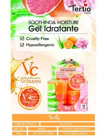 Tertio Gel Hidratante con Vitamina C 300ml – Calmante, Hidratante y Cruelty Free
