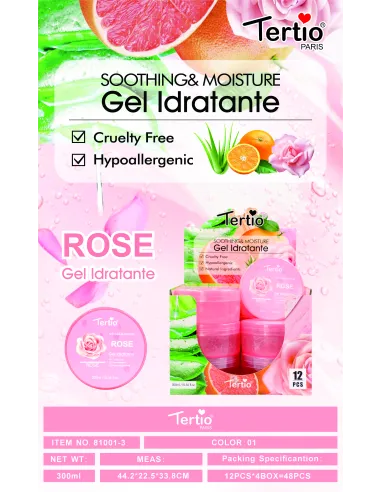 Tertio Gel Hidratante de Rosa 300ml – Calmante, Hidratante y Cruelty Free