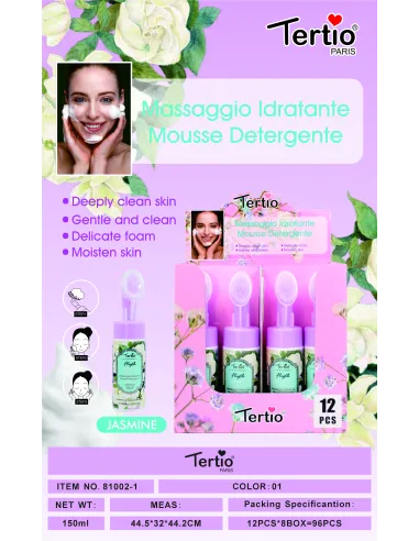 Tertio Mousse Limpiadora Hidratante con Cepillo – Jazmín 150ml