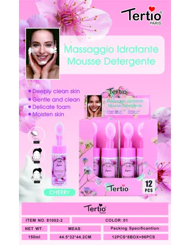 Tertio Mousse Limpiadora Hidratante con Cepillo – Cherry Blossom 150ml