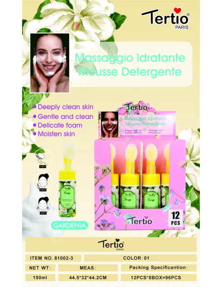 Tertio Mousse Limpiadora Hidratante con Cepillo – Gardenia 150ml