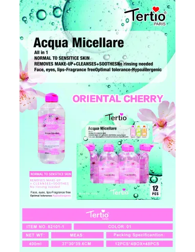 Tertio Agua Micelar Oriental Cherry 400ml – Limpia, Desmaquilla y Calma