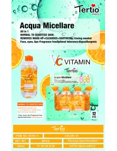 Tertio Agua Micelar Vitamina C 400ml – Limpia, Desmaquilla y Aporta Luminosidad