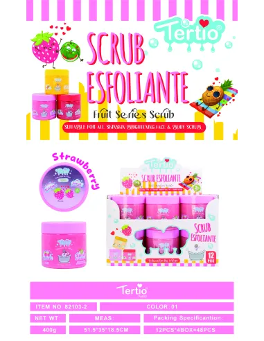 Tertio Scrub Exfoliante Strawberry 400g – Suavidad e Iluminación para Piel Radiante