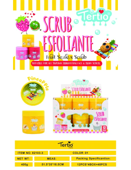 Tertio Scrub Exfoliante Pineapple 400g – Exfoliación Refrescante para Rostro y Cuerpo