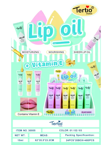 Tertio Lip Oil 15ml – Hydration and Shine with Vitamin E