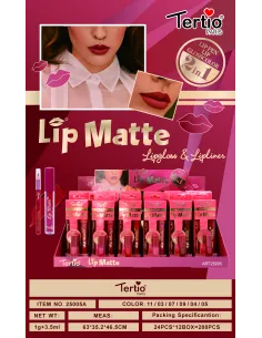 Tertio Lip Matte 2 en 1 – Labial & Delineador (Ref. 25005A)