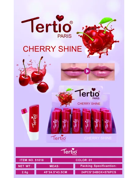 Tertio Cherry Shine – Bálsamo Labial Brillante (Ref. 51016)