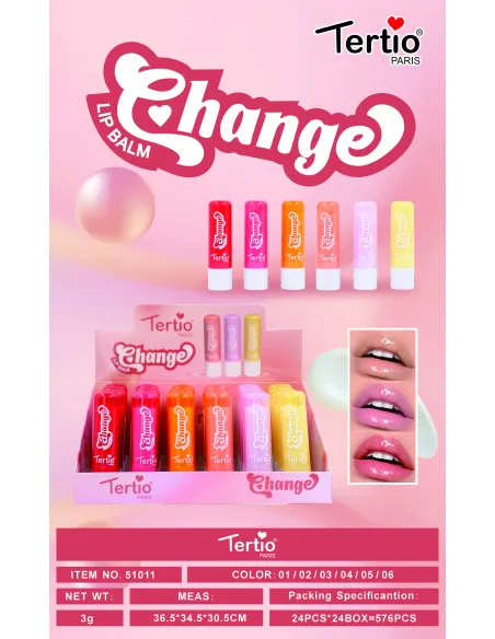 Tertio Change Lip Balm – Bálsamo Labial con Cambio de Color (Ref. 51011)