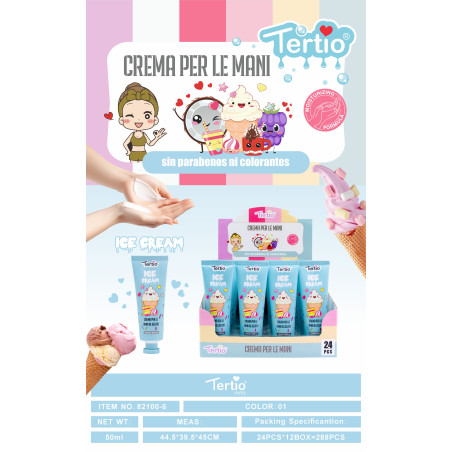 Tertio Crema de Manos Ice Cream 50 ml – Fórmula Hidratante sin Parabenos ni Colorantes