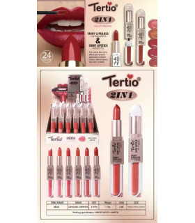 Tertio 2 in 1 Shiny Lipstick & Lipgloss